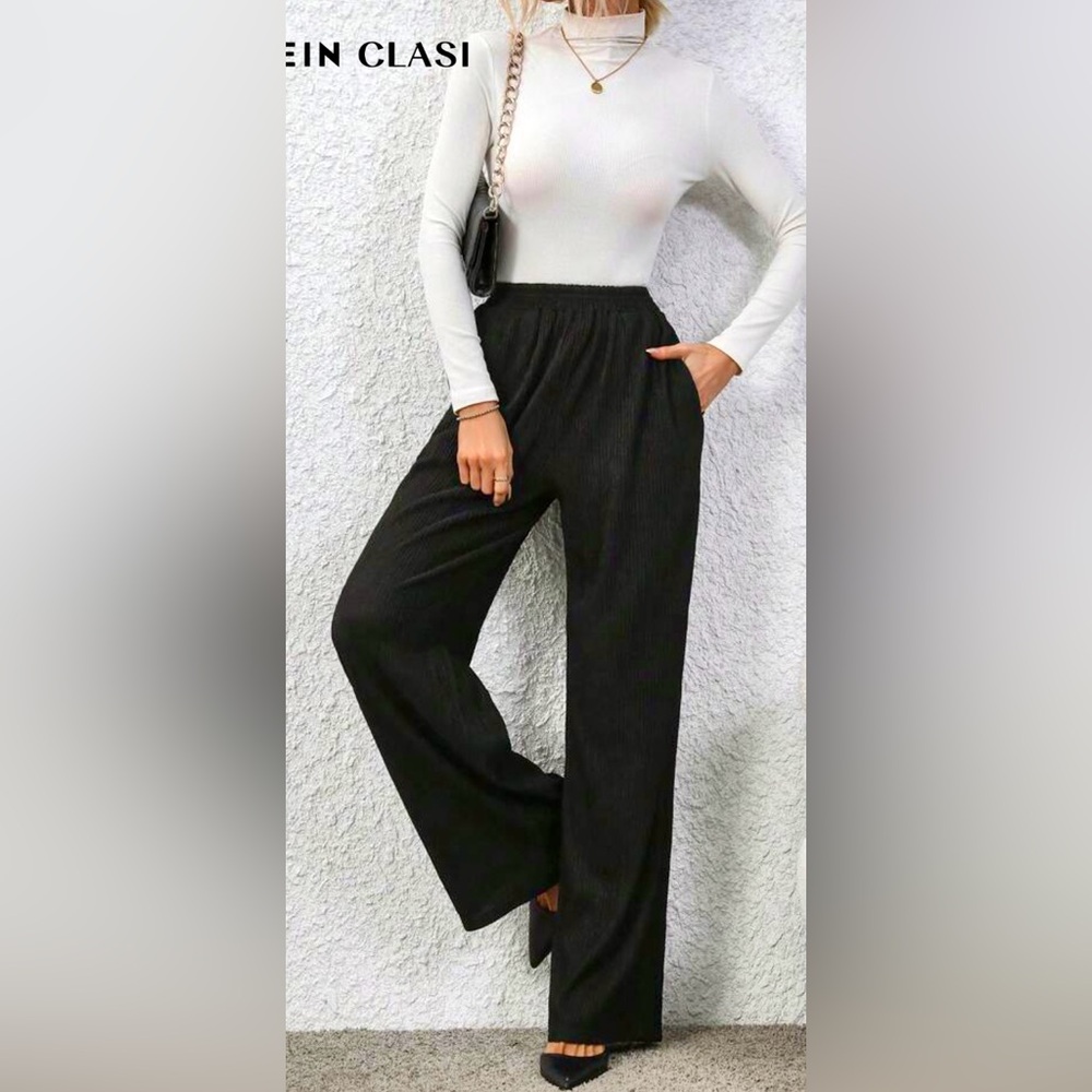 SHEIN Black Wide Leg Women's Pants